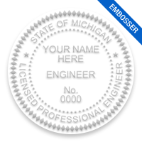 This professional engineer embosser for the state of Michigan adheres to state regulations and provides top quality impressions. Orders over $75 ship free!