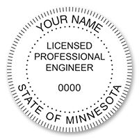 This professional engineer stamp for the state of Minnesota adheres to state regulations and provides top quality impressions. Orders over $45 ship free!
