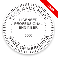 This professional engineer stamp for the state of Minnesota adheres to state regulations and provides top quality impressions. Orders over $75 ship free!