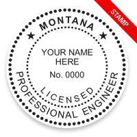 This professional engineer stamp for the state of Montana adheres to state regulations and provides top quality impressions. Orders over $75 ship free!