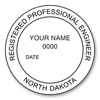 This professional engineer stamp for the state of North Dakota adheres to state regulations and provides top quality impressions. Orders over $45 ship free!