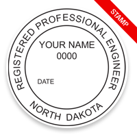 This professional engineer stamp for the state of North Dakota adheres to state regulations and provides top quality impressions. Orders over $75 ship free!