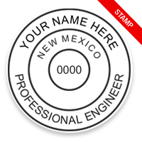 This professional engineer stamp for the state of New Mexico adheres to state regulations and provides top quality impressions. Orders over $75 ship free!