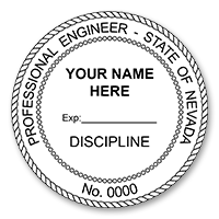 This professional engineer stamp for the state of Nevada adheres to state regulations and provides top quality impressions. Orders over $45 ship free!