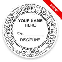 This professional engineer stamp for the state of Nevada adheres to state regulations and provides top quality impressions. Orders over $100 ship free!