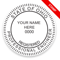 This professional engineer stamp for the state of Ohio adheres to state regulations and provides top quality impressions. Orders over $75 ship free!