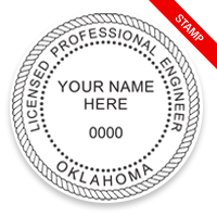 This professional engineer stamp for the state of Oklahoma adheres to state regulations and provides top quality impressions. Orders over $75 ship free!