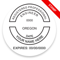 This professional engineer stamp for the state of Oregon adheres to state regulations and provides top quality impressions. Orders over $100 ship free!