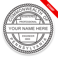 This professional engineer stamp for the state of Pennsylvania adheres to state regulations and provides top quality impressions. Orders over $75 ship free!