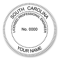 This professional engineer stamp for the state of South Carolina adheres to state regulations and provides top quality impressions. Orders over $45 ship free!
