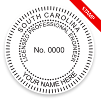 This professional engineer stamp for the state of South Carolina adheres to state regulations and provides top quality impressions. Orders over $75 ship free!