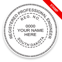 This professional engineer stamp for the state of South Dakota adheres to state regulations and provides top quality impressions. Orders over $75 ship free!