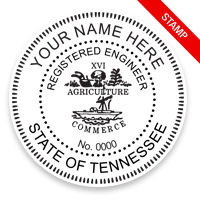 This professional engineer stamp for the state of Tennessee adheres to state regulations and provides top quality impressions. Orders over $75 ship free!