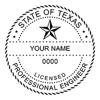 This professional engineer stamp for the state of Texas adheres to state regulations and provides top quality impressions. Orders over $45 ship free!