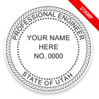 This professional engineer stamp for the state of Utah adheres to state regulations and provides top quality impressions. Orders over $75 ship free!