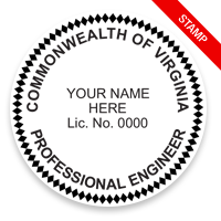 This professional engineer stamp for the state of Virginia adheres to state regulations and provides top quality impressions. Orders over $75 ship free!