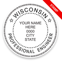 This professional engineer stamp for the state of Wisconsin adheres to state regulations and provides top quality impressions. Orders over $75 ship free!