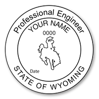 This professional engineer stamp for the state of Wyoming adheres to state regulations and provides top quality impressions. Orders over $45 ship free!