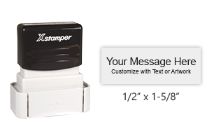Add 5 lines of text or small artwork to this 1/2" x 1-5/8" permanent marking stamp with a choice of 7 ink colors! Fast Drying. Orders over $45 ship free!