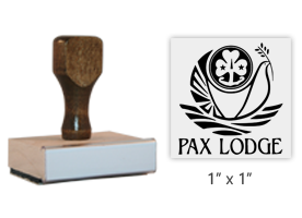 The 1" square Pax Lodge logo stamp is approved by the WAGGGS Marketing Dept. & World Centre Managers. Requires a separate ink pad. Orders over $60 ship free!