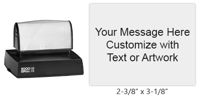 This stamp is 2-3/8" x 3-1/8" and has 14 lines of text, available in 11 ink colors! Long-lasting impressions and use. Orders over $45 ship free!