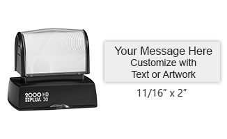 This 11/16" x 2" stamp is customizable with up to 4 lines of text in your choice of 11 ink colors! Long-lasting impressions & use. Orders over $45 ship free!