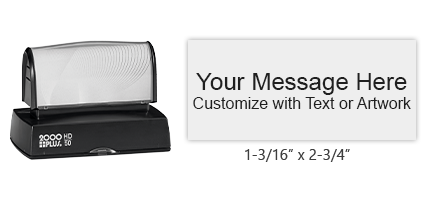 Make a 1-3/16" x 2-3/4" custom stamp with 6 lines of text in your choice of 11 ink colors! Long-lasting impressions and use. Orders over $45 ship free!