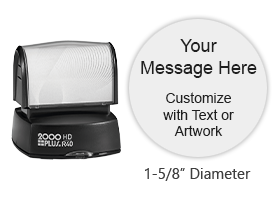 Personalize your 1-5/8" stamp with up to 7 lines of text with your choice of 11 ink colors! Long-lasting impressions and use. Orders over $45 ship free!