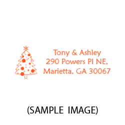 Create sweet holiday cards with this custom cartoon tree holiday address stamp in one of 11 ink colors and two stamp types! Orders over $45 ship free!