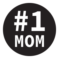 #1 Mom inverted round self-inking rubber stamp available in a choice of 3 sizes and 11 ink color options. Refillable. Orders over $45 ship free.
