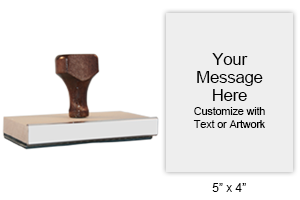 Customize this 5" x 4" rubber stamp with 25 lines of text or your artwork free! Ideal size for logos. Separate ink pad required. Ships in 1-2 business days!