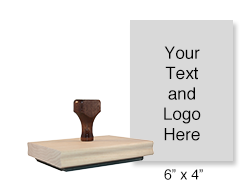 Customize this 6" x 4" stamp with 25 lines of text or your artwork! Used for logos or form stamps. Separate ink pad required. Ships in 1-2 business days!