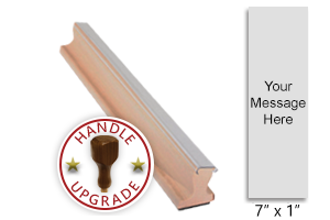 This 7" x 1" wood hand stamp is customizable with up to 25 lines of text or your B&W artwork free! Separate ink pad required. Ships in 1-2 business days.