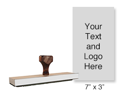 Customize this 7" x 3" wood rubber stamp with up to 25 lines of text or upload your artwork for free! Separate ink pad required. Ships in 1-2 business days!