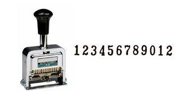 This high quality 12-wheel automatic	numbering machine is ideal for repetitive and sequential numbering. Includes dry pad, 1 oz. ink bottle and stylus.