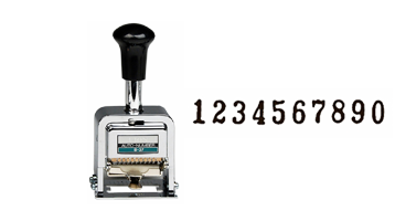 This 10-wheel LION automatic number has Roman style, 11/64" (12 pt.) font w/ 3 movement settings. Includes dry pad, ink & stylus. Orders ship free over $45!