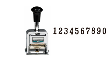 This 10-wheel LION automatic number has Roman style, 11/64" (12 pt.) font w/ 3 movement settings. Includes dry pad, ink & stylus. Orders ship free over $75.