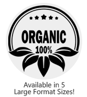 This large Round 100% Organic stock message stamp comes on a wood stamp and in a choice of 5 sizes. Separate ink pad required. Orders over $75 ship free!