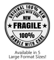 This large Round Fragile stock message stamp comes on a wood stamp and in a choice of 5 sizes. Separate ink pad required. Orders over $75 ship free!