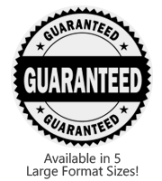 This large Round Guaranteed stock message stamp comes on a wood stamp and in a choice of 5 sizes. Separate ink pad required. Orders over $75 ship free!