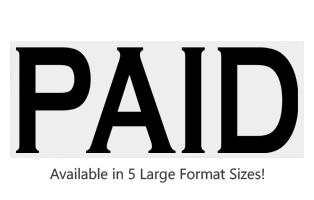 This Rectangle Paid large stock message comes on a wood hand stamp and in one of our 5 size options. Separate ink pad required. Orders over $75 ship free!