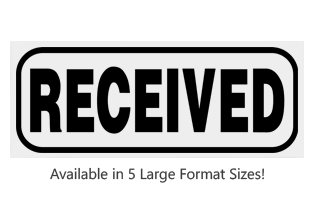 This Rectangle Received large stock message comes on a wood hand stamp and in your choice of 5 sizes. Separate ink pad required. Orders over $75 ship free!