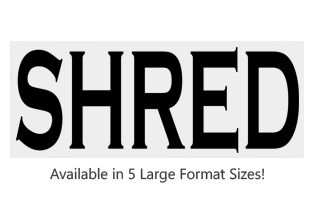 This Rectangle Shred large stock message comes on a wood hand stamp and in one of our 5 size options. Separate ink pad required. Orders over $75 ship free!