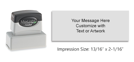 This customizable pre-inked stamp allows up to 4 lines of text or simple artwork. Will last for thousands of impressions before needing to be refilled!