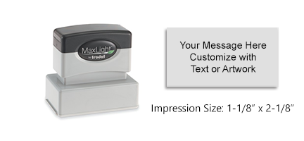 The MaxLight 125 stamp can be personalized with up to 5 lines of text or custom artwork. Available in 5 ink colors.