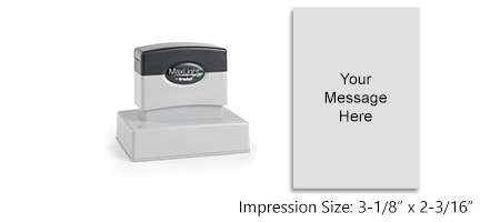 Design this 3-1/8” x 2-3/16” MaxLight 225 pre-inked stamp with up to 18 lines of text or art. Available in 5 ink colors and is an essential home and business tool.