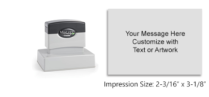 Design this 2-3/16” x 3-1/8” MaxLight 225 pre-inked stamp with up to 11 lines of text or art. Available in 5 ink colors and is an essential home and business tool.