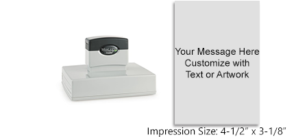 Design this 4-1/2” x 3-1/8” MaxLight pre-inked stamp with up to 25 lines of text or art. One of the largest pre-inked stamps available. Choose from 5 ink colors!
