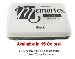 These Memories Dye ink pads adhere to porous and non-porous surfaces and dries fast! Available in 15 colors, acid-free and fade resistant. Made in the USA.