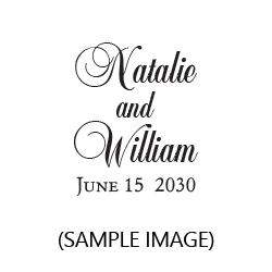 Add this elegant script font with your wedding names & date for a lovely stamp on 4 mount options. Hand stamp requires ink pad, not included.